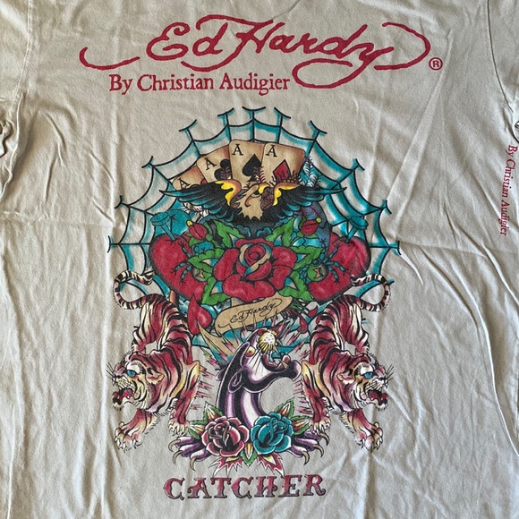 ❤️ Ed Hardy by Christian Audigier Logo Tee Size Large - Picture 3 of 10